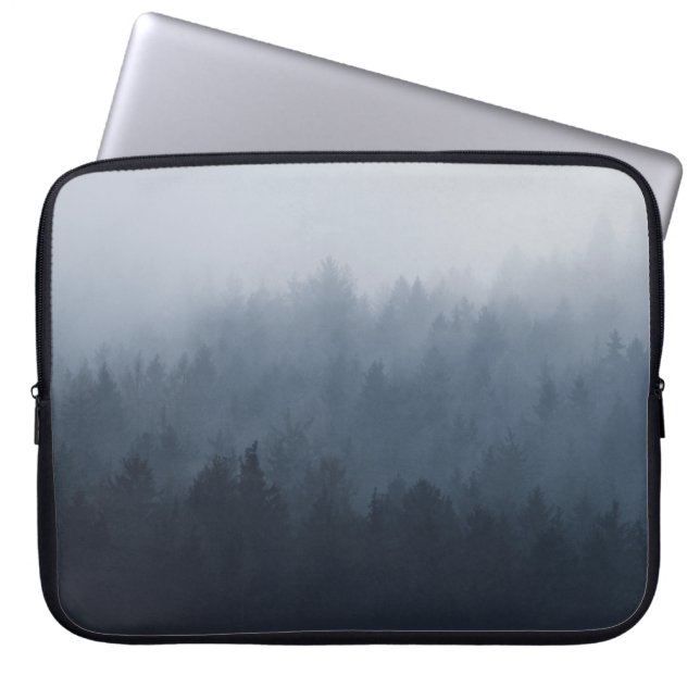 MOUNTAIN WITH FOREST IN THE FOG LAPTOP SLEEVE (Front)