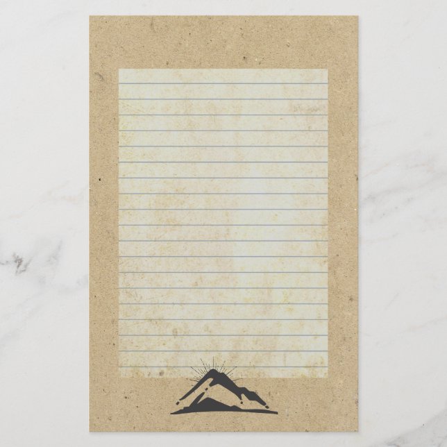 Mountain with Sunrays Lined Stationery (Front)