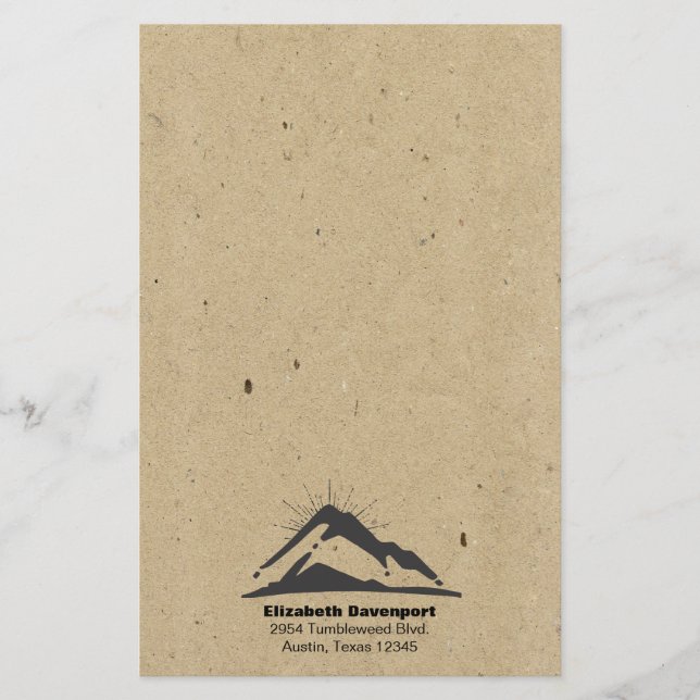 Mountain with Sunrays on FAUX Kraft Paper Texture (Front)