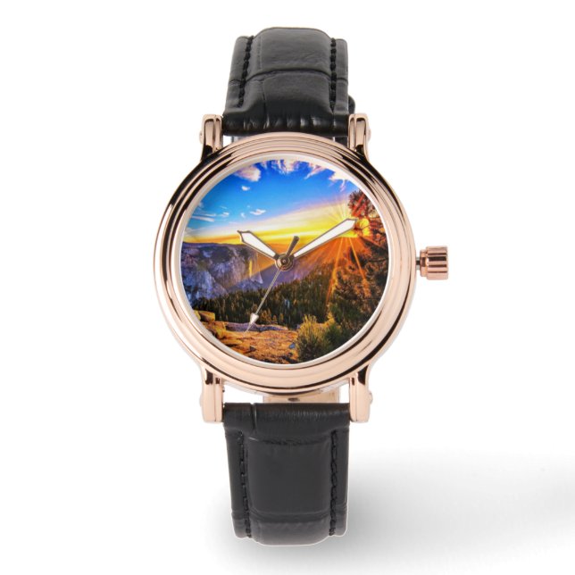 Mountain with sunrise photo watch (Front)
