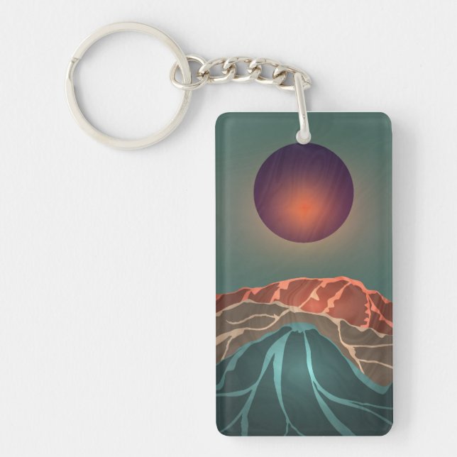 Mountain with the moon  key ring (Front)
