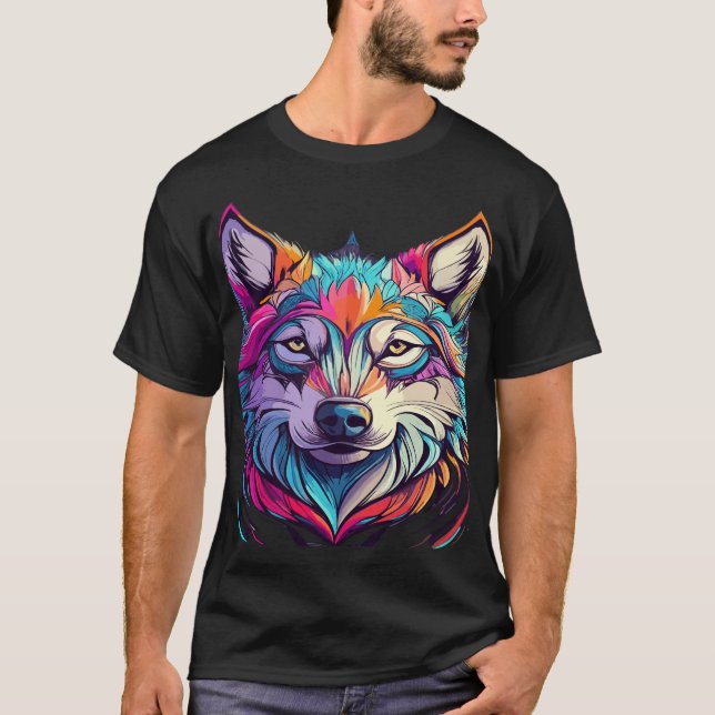 Mountain Wolf Face Art Wildlife Scenery T-Shirt (Front)