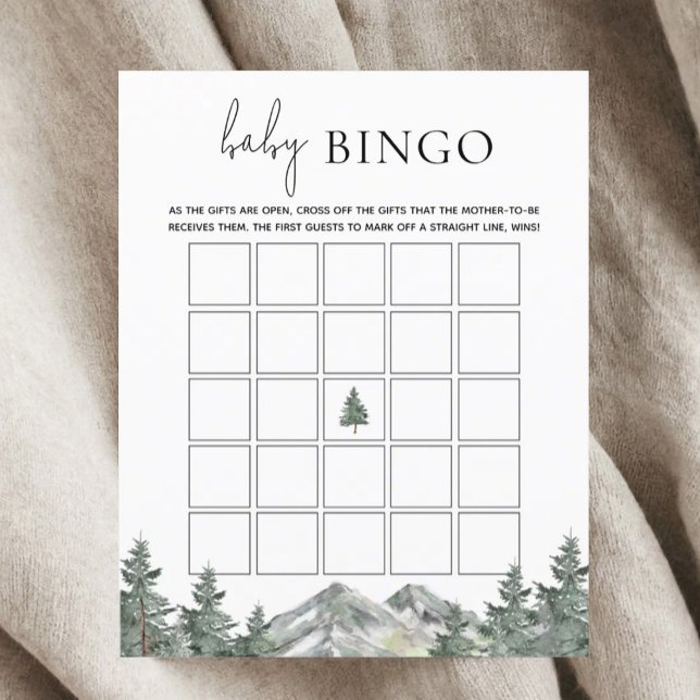 Mountain Woodland Baby Shower Baby Bingo Game Card (Creator Uploaded)