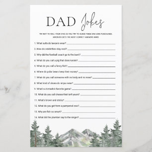 Mountain Woodland Baby Shower Dad Jokes Game