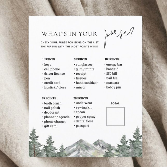 Mountain Woodland Baby Shower Purse Game Card (Creator Uploaded)