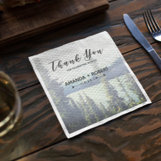 Mountain Woodland Forest Lakeside Wedding Custom © Napkin