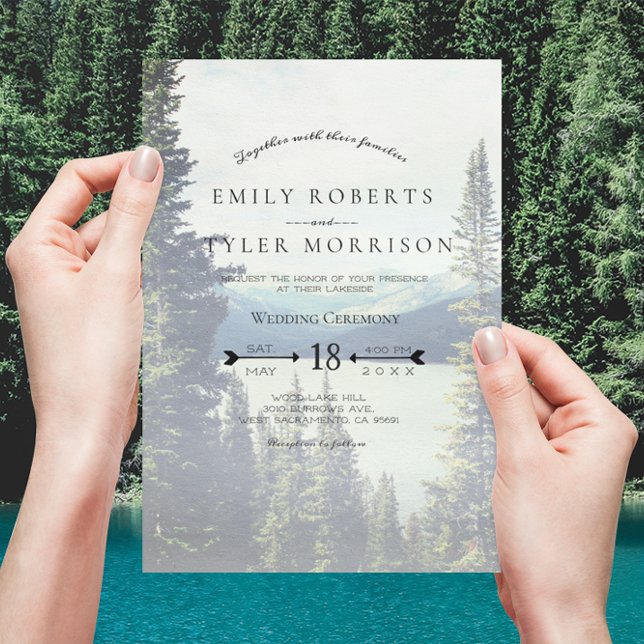 Mountain Woodland Forest Lakeside Wedding © Invitation (Creator Uploaded)