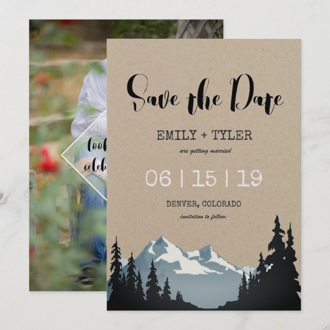 Mountain Woodland Forest Wedding Save The Date Invitation (Front/Back)