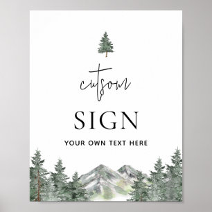 Mountain Woodland Themed Editable Custom Sign