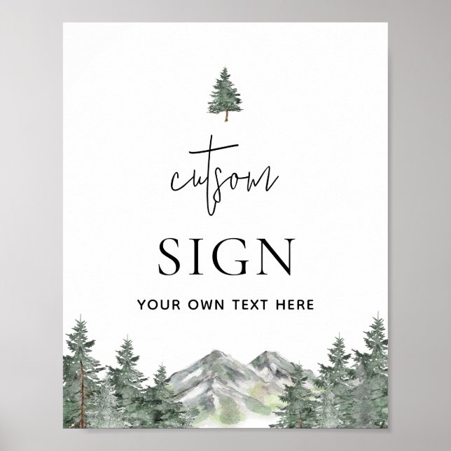 Mountain Woodland Themed Editable Custom Sign (Front)