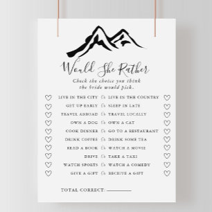 Mountain Would She Rather Bridal Shower Game