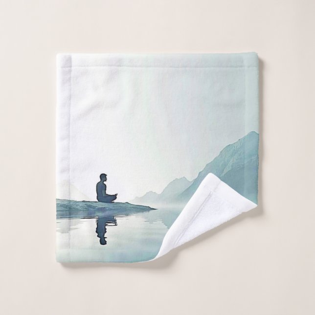Mountain Zen Peaceful Meditation Design Bath Towel Set (Wash Cloth)