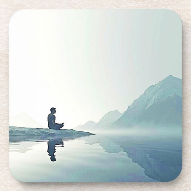 Mountain Zen Peaceful Meditation Design Coaster (Front)