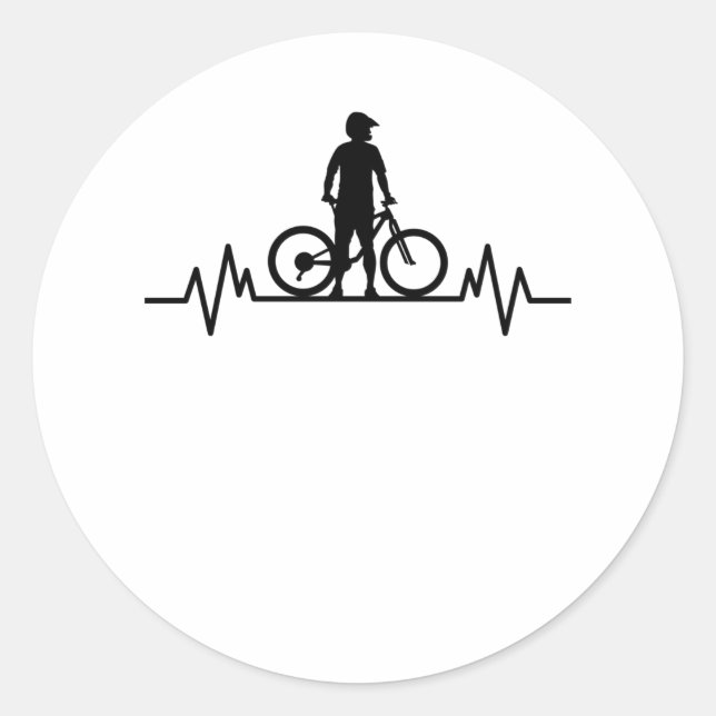 Mountainbike Heartbeat Mountain Bike Cycling Gift Classic Round Sticker (Front)