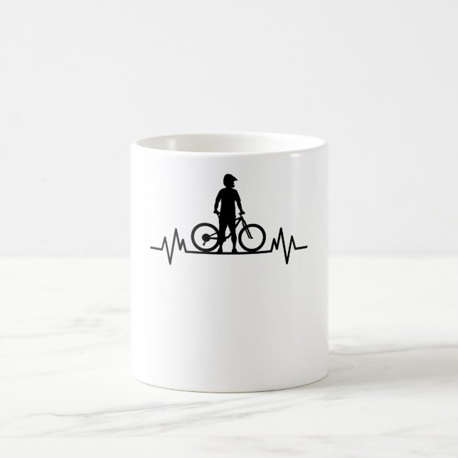 Mountainbike Heartbeat Mountain Bike Cycling Gift Coffee Mug (Center)