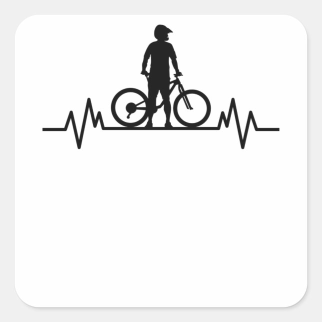 Mountainbike Heartbeat Mountain Bike Cycling Gift Square Sticker (Front)