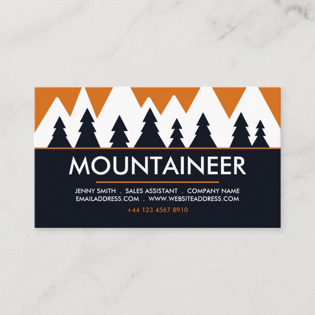 Mountaineer, Hiking and Climbing, Adventure Business Card (Front)