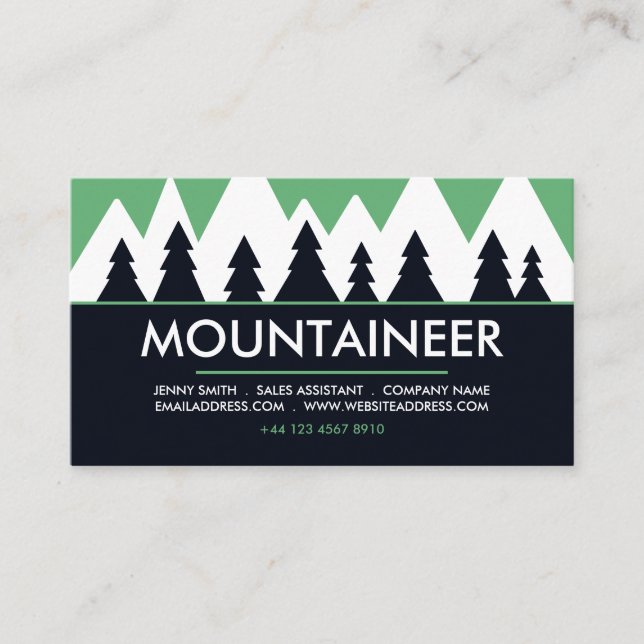 Mountaineer, Hiking and Climbing, Adventure Business Card (Front)