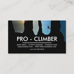 Mountaineer Silhouette, Hiking and Climbing Business Card