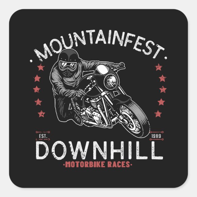 Mountainfest Downhill Motorbike Race Graphic Motor Square Sticker (Front)