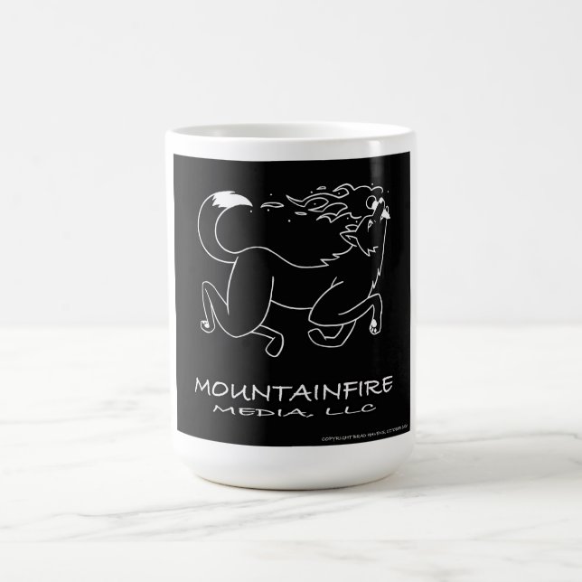 MountainFire Coyote White on Black Background Mug (Center)