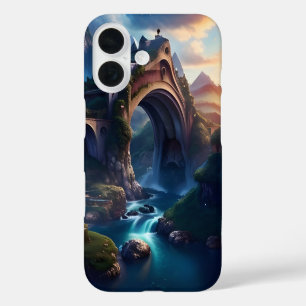 Mountainous Bridge Over Waterfalls iPhone 16 Case