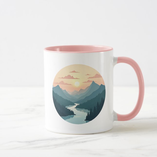 Mountainous landscape at dawn. mug (Right)