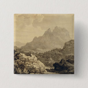 Mountainous Landscape, c.1780 (grey and brown wash 15 Cm Square Badge