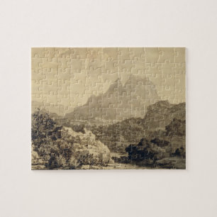 Mountainous Landscape, c.1780 (grey and brown wash Jigsaw Puzzle