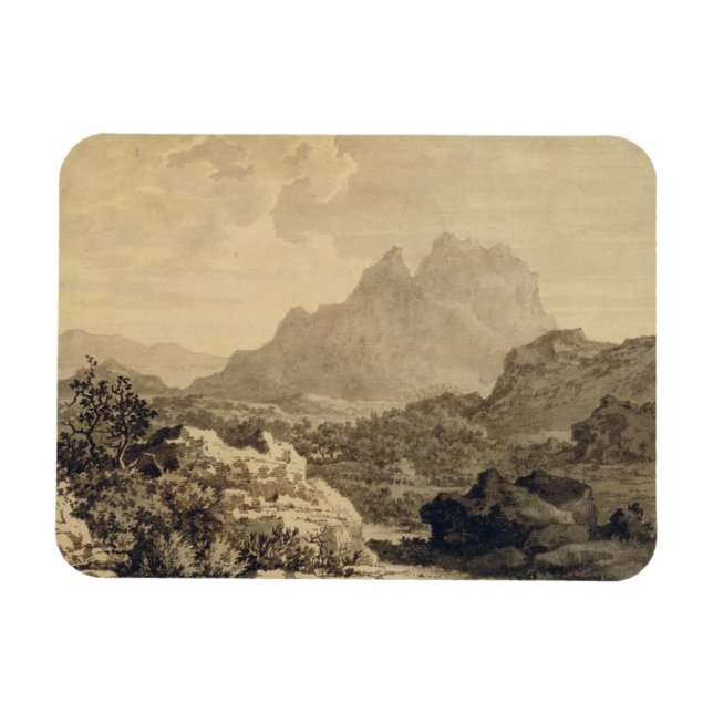 Mountainous Landscape, c.1780 (grey and brown wash Magnet (Horizontal)