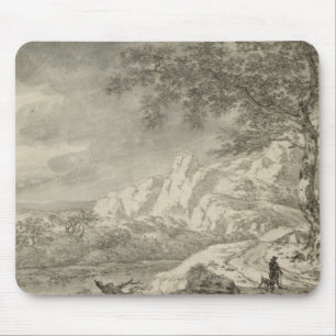 Mountainous Landscape with a Hiker Mouse Mat