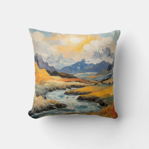 Mountainous Landscapes Vintage Colour Cushion