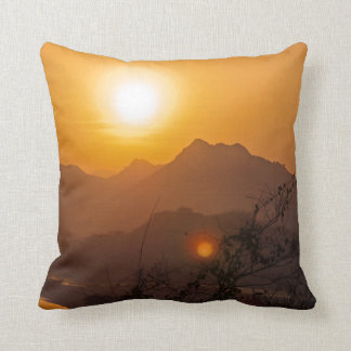 Mountainous Laos Sunset Cushion