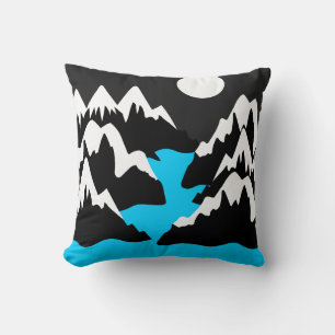 Mountainous ranges river mouth ocean landscape cushion