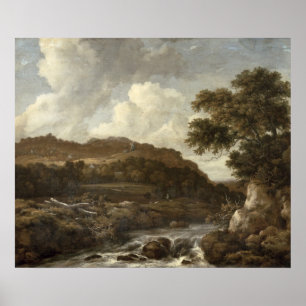Mountainous Wooded Landscape with a Torrent Poster
