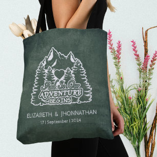 Mountains Adventure Begins Green Wedding Travel Tote Bag
