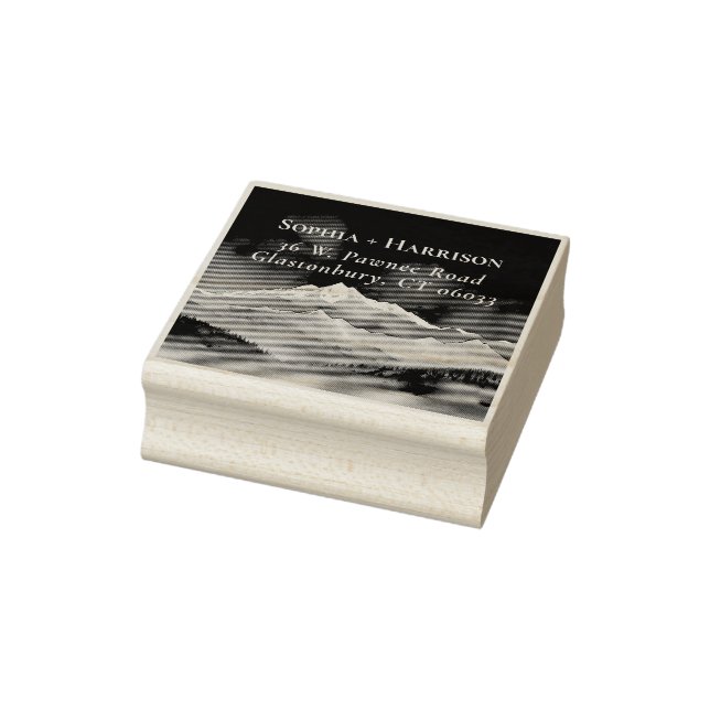 Mountains Adventure Begins Wedding Return Address Rubber Stamp (Stamp)