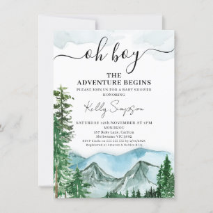 Mountains Adventure Begins Wilderness Baby Shower Invitation