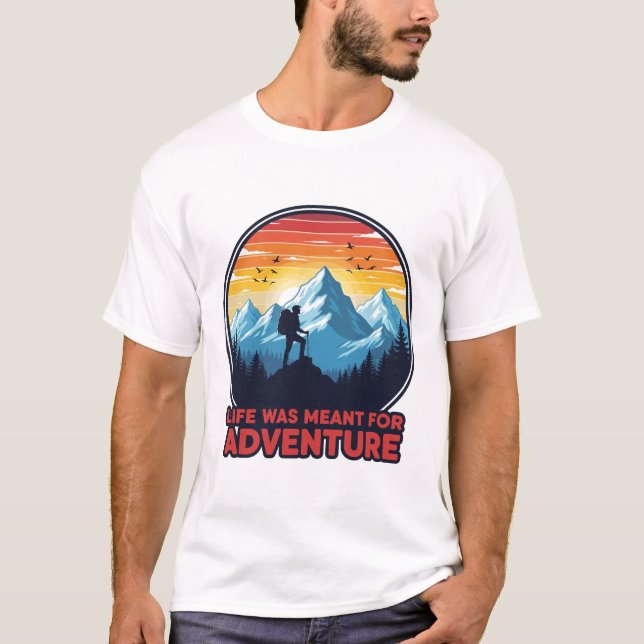 Mountains Adventure Retro Travel Design T-Shirt (Front)