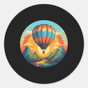 Mountains Adventures With Hot Air Balloon Classic Round Sticker