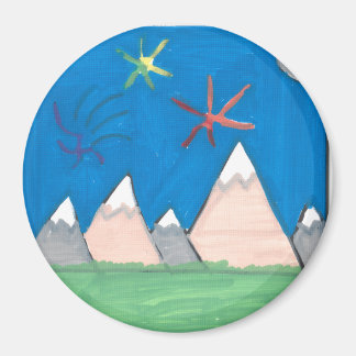 Mountains and Fireworks Magnet