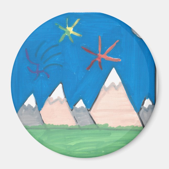 Mountains and Fireworks Magnet (Front)