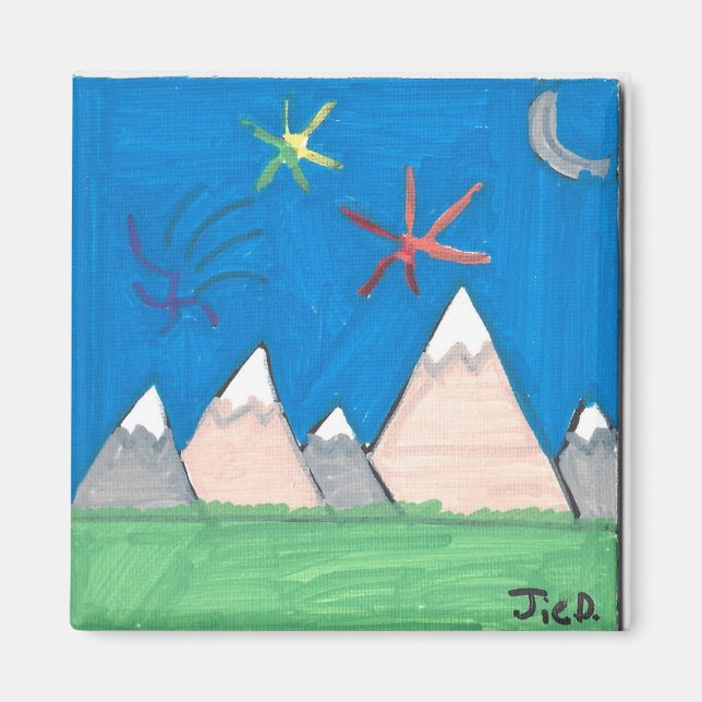 Mountains and Fireworks  Magnet (Front)