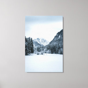 Mountains and frozen lake at Zgornje Jezersko, Slo Canvas Print