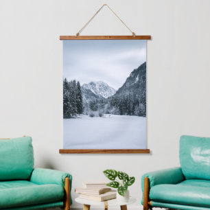 Mountains and frozen lake at Zgornje Jezersko, Slo Hanging Tapestry
