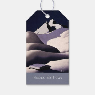 Mountains And Hills of Snow in Winter Birthday Gift Tags