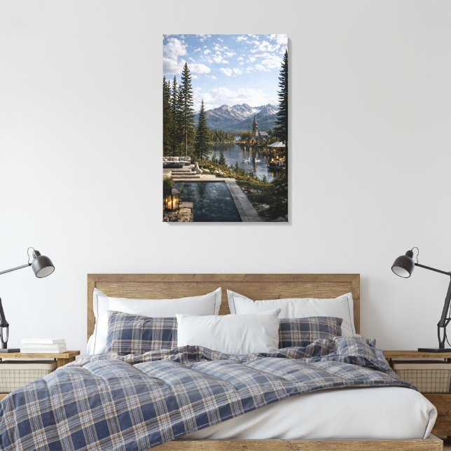 Mountains and lake canvas print (Insitu(Bedroom))