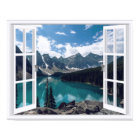 Mountains and Lake Landscape Fake Window View