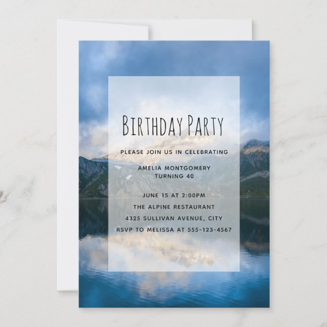 Mountains and Lake Scenic Nature Birthday Invitation (Front)
