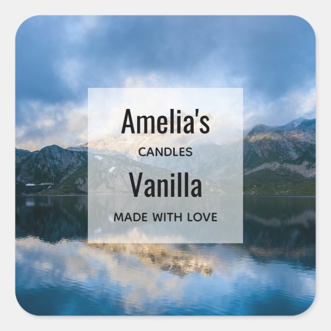 Mountains and Lake Scenic Nature - Candle Business Square Sticker (Front)